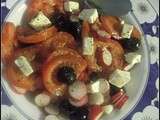 Salade de radis, tomates, cerises, apéricubes natures et basilic
