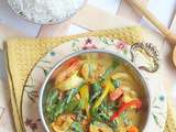 Curry aux crevettes et asperges vertes