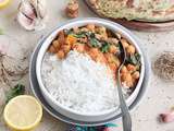 Curry de pois chiches et épinard , Paratha à la ciboule