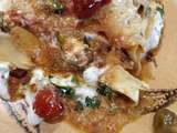 Lasagnes basilic, ricotta, coulis de tomate et tomates cerises confites