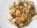 Tofu, champignons et haricots verts au piment (wok)