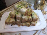 Baklava rolls (baklawa roulé) noix-noisettes....بقلاوة ملفوفة (مبرومة) بالجوز و البندق