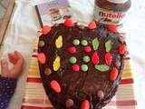 Birthday heart cake Nutella-framboise for Lou