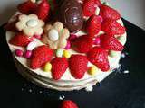 Cheesecake vanille-fraise-rhubarbe pour Pâques