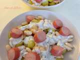 Salade de pommes de terre, haricots blancs et knacks