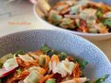 Salade tiède de ravioles aux radis et carottes