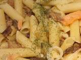 Penne au saumon fumé et aux cèpes