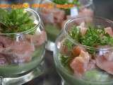 Verrine asperges sauvages et saumon mariné au yuzu