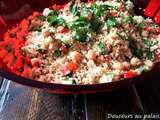 Salade de couscous aux légumes, au feta et aux pois chiches