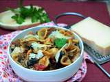 One pot pasta aux aubergines et champignons
