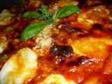 Gratin de gnocchi aux feves fraiches, tomates cerise et mozzarella