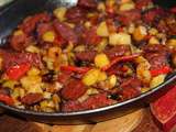 Poelee de pommes de terre, poivrons et chorizo a l'espagnole