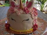 Gâteau Licorne pour les 20 ans de ma Cléo (génoise,crème mascarpone citronnée,framboises)