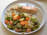 Repas léger complet:saumon,sauce champignons et ses légumes TM5