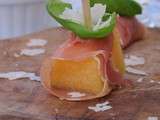 Amuse-bouche melon, jambon de parme Parma®, basilic et parmesan