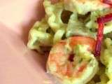 Mafaldine aux brocolis, cabillaud et crevettes