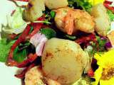 Salade Saint Jacques, Crevettes et Chorizo – la mer et la terre