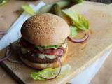 Burger au bacon, cheddar, oignons