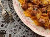 Courge spaghetti et boulettes de saucisse à l’orange et au romarin