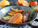 Cuisse de pintade rôtie à l’orange, oignon et romarin