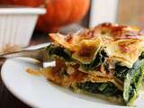 Lasagnes au potimarron, épinards, chèvre, curry et crème végétale