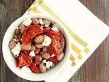 Salade de haricots borlotti, tomates confites et feta grillée