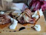 Trévise rôtie au vinaigre balsamique, lard et bufala