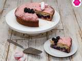 Gâteau aux mûres et poudre de biscuits roses de Reims