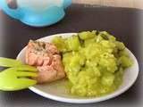 Truite en papillote et risotto de courgette tout doux pour une jolie petite fille