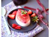 Eau de fraise en gelée, rhubarbe et lait d’amande