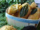 Jolies madeleines au basilic citronné et à la mozzarelle, pour un pique-nique champêtre pour la Battlefood#33