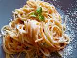 Espaghettis a la carbonara de puerros/ spaghettis a la carbonara de poireaux