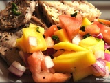 Salade de mangue et steak au poivre/ Ensalada de mango y filete a la pimienta