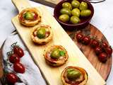 Mini tartelettes tomates Idiazabal et olives Gordal d’Espagne