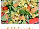 Salade de ravioles croquantes et saumon