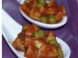 Blancs de seiches a la sauce tomate & petits pois