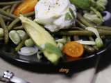 Salade de haricots et burrata à l’huile de basilic