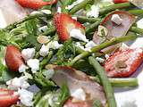 Salade de mâche, fraises, lomo et asperges sauvages