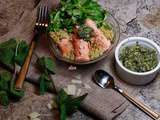 Salade de quinoa au saumon et pesto de menthe
