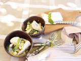 Salade tiède de poulet à la menthe, courgettes et crème de feta