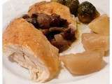 Chapon au champignons et légumes rôtis