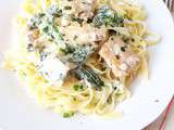 Tagliatelles au saumon sauce citron et épinards