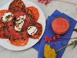 Carpaccio de tomates, smoothie de pastèque et mozzarella Casa Azzurra