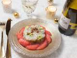 Tartare de noix de Saint Jacques aux pamplemousses roses, avocats et pommes vertes