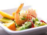 Salade de crevettes, avocat et grenade