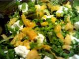 Salade verte aux mangues, vinaigrette au thé Matcha
