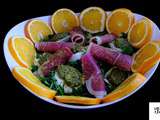 Salade roquette-orange-mozza-pistache