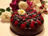 Gâteau au chocolat avec ganache et fruits rouges
