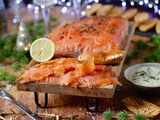 Saumon gravlax maison, sauce à l’aneth