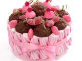 Gâteau de bonbons rose oursons chocolat